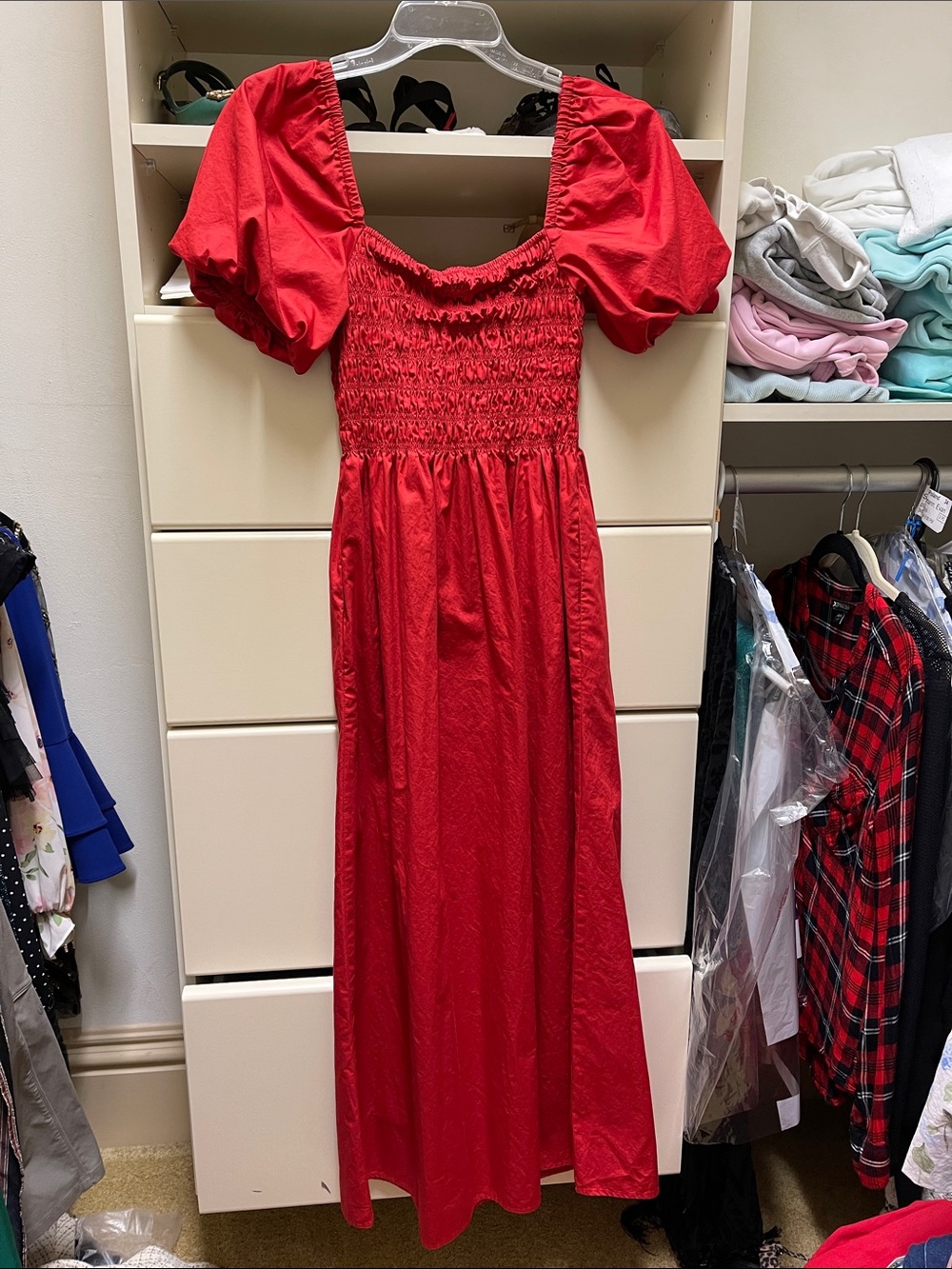 Hill house Red Puff Sleeve Smocked Maxi Dress - Women